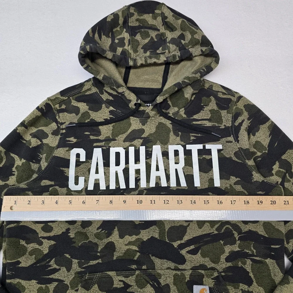 Carhartt Womens Relaxed Fit Camo Hoodie Green Black Logo Pullover Medium 8-10